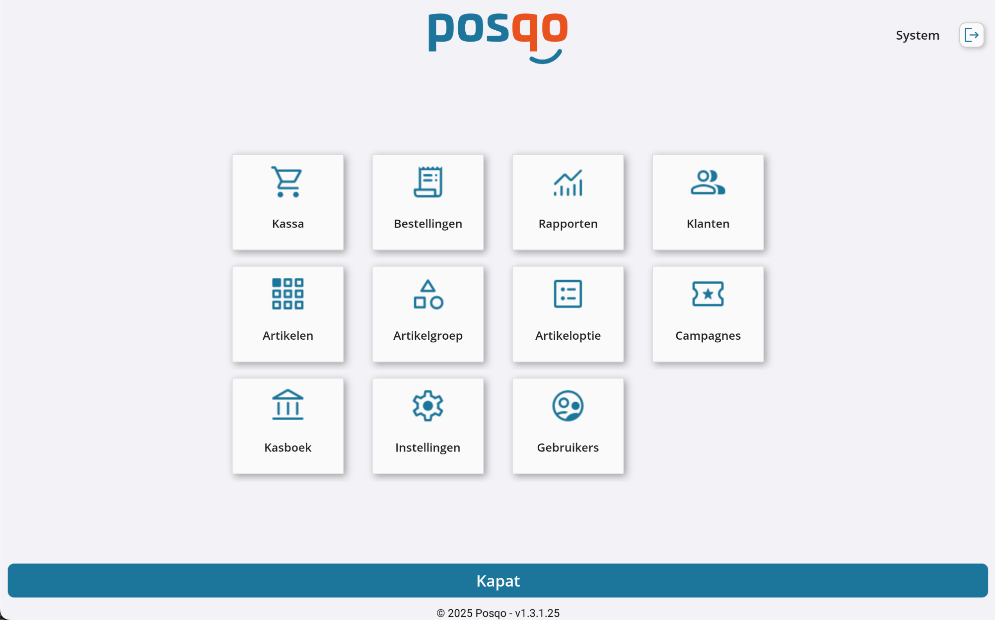 Posqo menuscherm